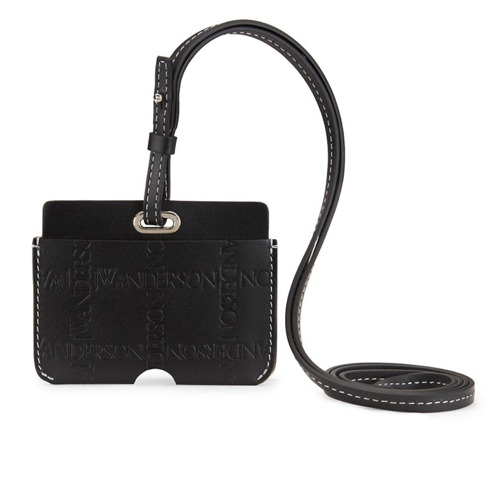 JW Anderson Logo-Embossed Leather Cardholder Black - Picture 1 of 5